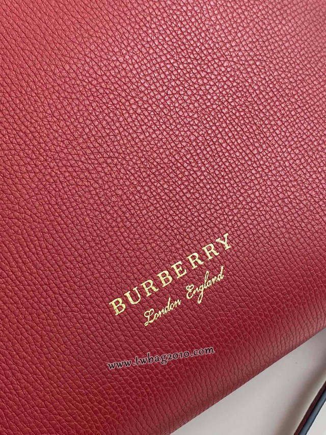 Burberry專門店新款小號紅色托特包 巴寶莉粒面小牛皮手提肩背女包 yxb1426